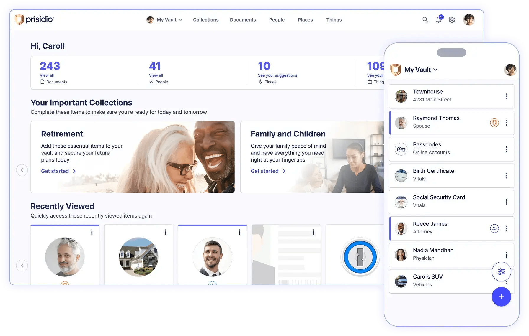 Prisidio app dashboard