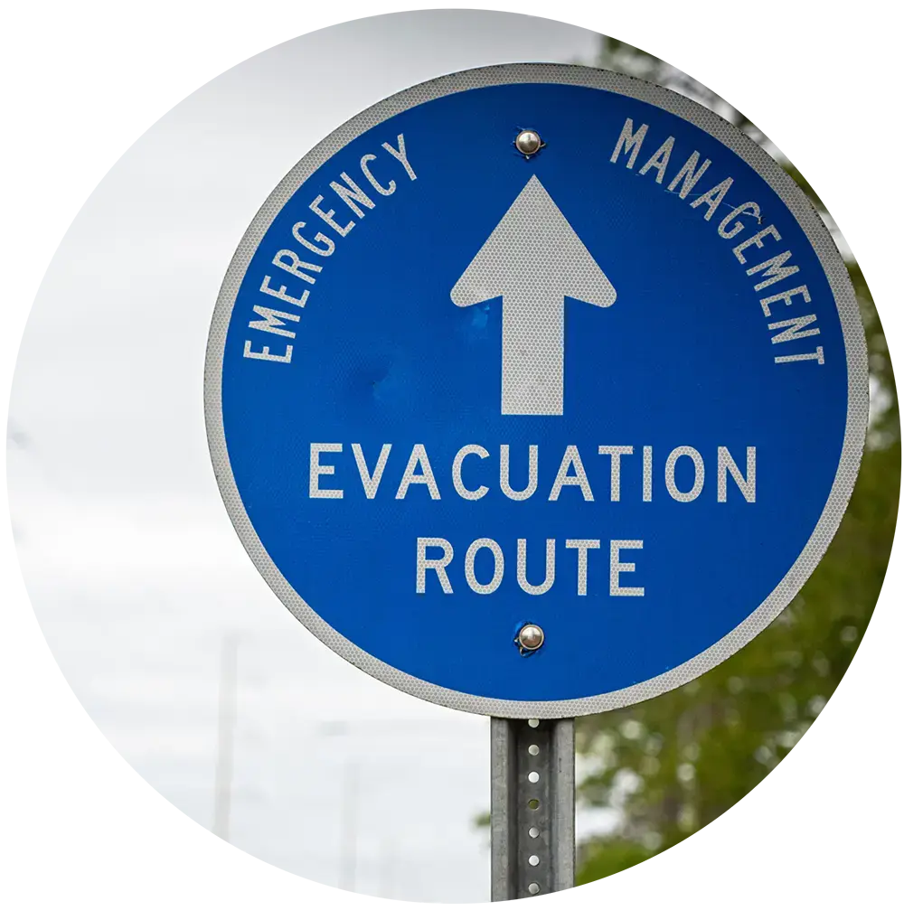evacuation-route-sign-round